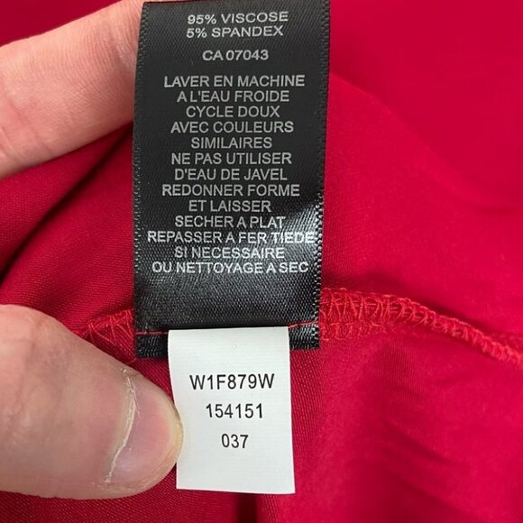 Cable Gauge Red‎ Split Bell Sleeve Buttons Size 1X Blouse Crew Neck Top Blouse - Picture 8 of 10